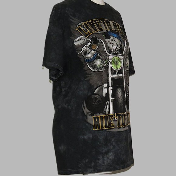 Popeye Live to Ride, Ride to Live Motorcycle Men's Tie Dye T-Shirt Size M (C330) - Picture 3 of 6
